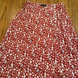 Talbots Red Floral A-Line Skirt